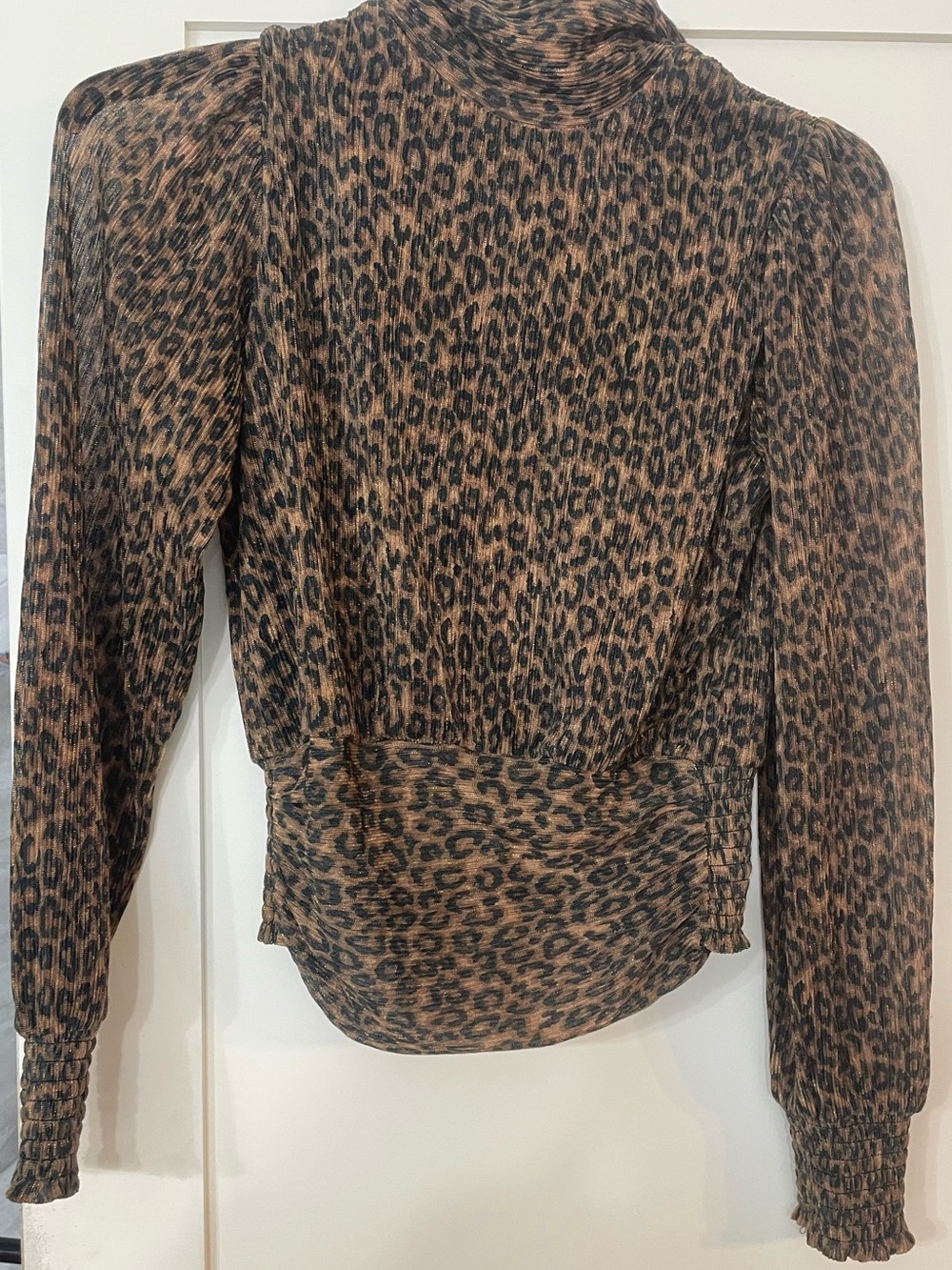 Bailey 44 Metallic Leopard Print Blouse in Brown and Black